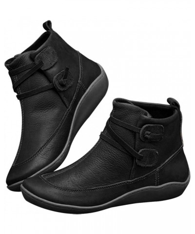 Silver Boots Flat Leather Comfortable Casual Hook Loop Pure Snow Boots Non-Slip Ankle Rain Boots B3 Black $18.71 Fashion Snea...