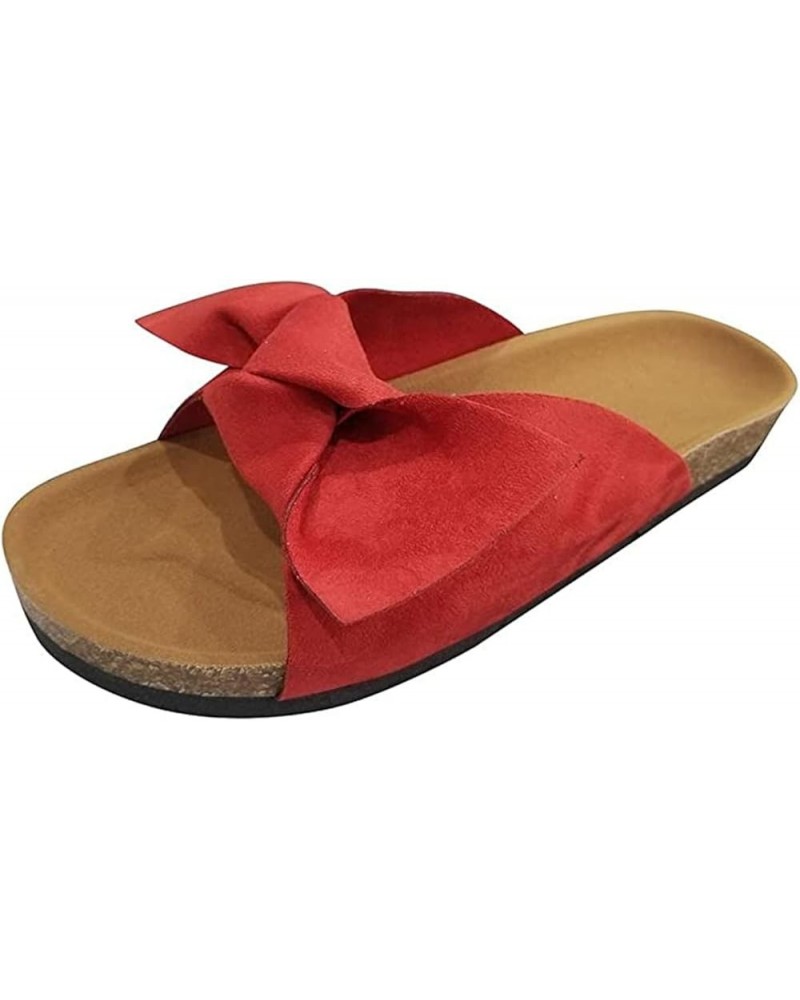 Women's Sandals,Women's Casual Dressy Summer Bow Knot Slip On Flat Sandals Open Toe Beach Flip Flop Shoes Red $16.18 Sandals