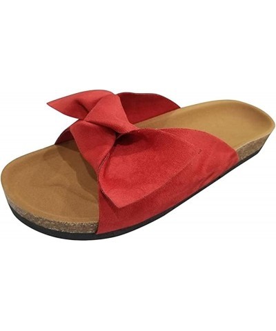 Women's Sandals,Women's Casual Dressy Summer Bow Knot Slip On Flat Sandals Open Toe Beach Flip Flop Shoes Red $16.18 Sandals