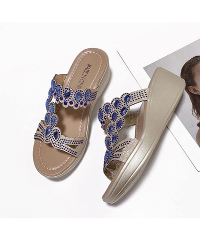 Ankle Beach Travel Sandals, Women's Flat Sandals Flip Flop Sandals Dressy Thong Sandals Blue $19.48 Sandals