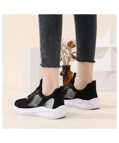 Platform Wedge Heel Lace Up Mesh Sneakers for Women Arch Support Round Toe Solid Color Soft Sole Comfortable Breathable Light...