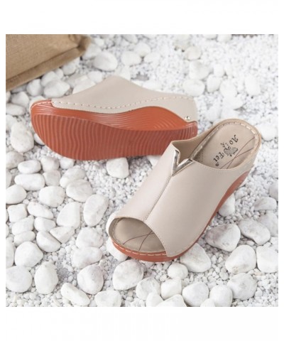 Women's Casual Hollow Out High Heels Thick Platforms Slippers Sandals with Arch Support Z 15-a $18.22 Sandals