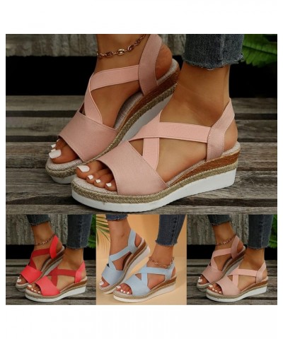 Sandals Womens Dressy Womens Dress Sandals Women's Open Toe Buckle Ankle Strap Summer Platform Wedge Sandals Red $18.80 Outdo...