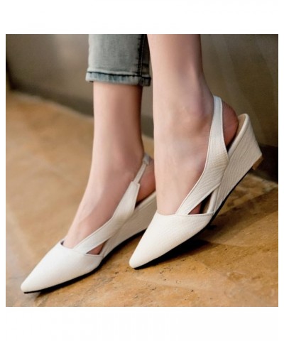 Womens' Sexy Textured Pint Toe PU Slip-On Summer Vacation Wedges Sandal for Women Prom Wedding Party Heels White $38.64 Sandals