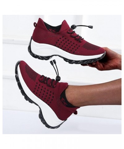 Large Size High Elastic Breathable Shoes for Women Trendy Lightweight Border Socks Shoes Casual Women Shoes for Work Red $12....