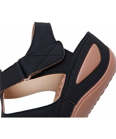 Sandals for Women Closed Toe Hollow Wedge Sandals Soft PU Leather Closed Toe Vintage Anti-Slip Sandals Closed Toe Sandals for...