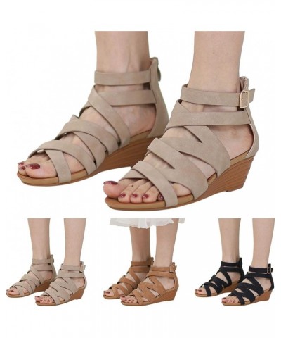 Women Lace up Platform Sandals Fashion Spring and Summer Women Sandals Breathable Hollow Open Toe Wedge Sandals Black 8.5 $31...