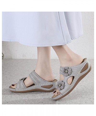 Hiking Sandals for Women with Arch Support Orthopedic Flip Flops with Back Strap White Flat Sandals for Women Beaded Sandals ...