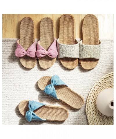 Sandals for Women Dressy Summer,Womens Slip On Linen Bowknot Open Toe Flat Thong Flip Flops Bridal Summer Sandals Green $11.0...