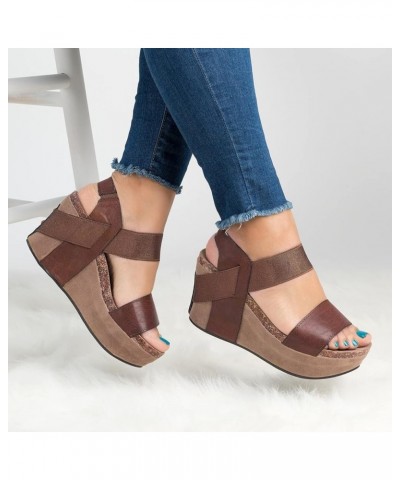 Women's Wedge Sandals Women's Open Toe Breathable Beach Sandals Roman Flip Flops Casual Wedges Shoes Coffee $17.25 Sandals