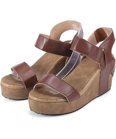 Women's Wedge Sandals Women's Open Toe Breathable Beach Sandals Roman Flip Flops Casual Wedges Shoes Coffee $17.25 Sandals