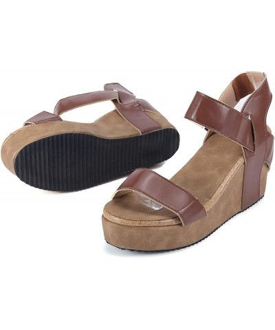 Women's Wedge Sandals Women's Open Toe Breathable Beach Sandals Roman Flip Flops Casual Wedges Shoes Coffee $17.25 Sandals