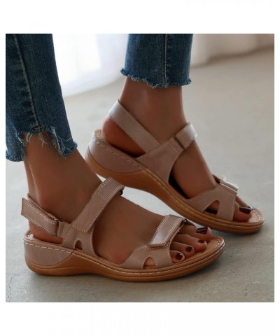 Women's Wedge Orthotic Sandals Summer Casual Non-Slip Open Toe Sandal with Arch Support Ankle Strap Wide Fit Sport Sandals Co...