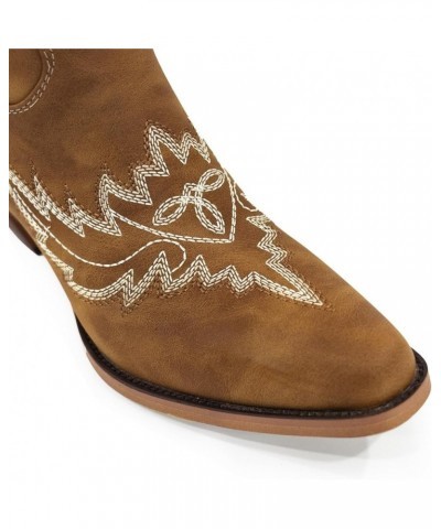 Womens White Cowgirl Boots Fashion Over the Knee Boots With Classic Embroidery Chunky Heels And Western Style Brown $44.00 Boots