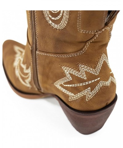 Womens White Cowgirl Boots Fashion Over the Knee Boots With Classic Embroidery Chunky Heels And Western Style Brown $44.00 Boots