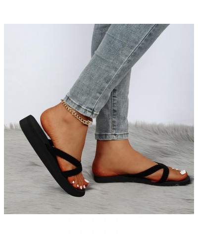 Womens Flat Sandals Lightweight Non Slip Flip Flops Casual Open Toe Slides Indoor Outdoor Beach Slippers Shoes T1-black $13.4...