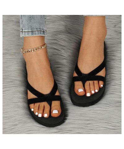 Womens Flat Sandals Lightweight Non Slip Flip Flops Casual Open Toe Slides Indoor Outdoor Beach Slippers Shoes T1-black $13.4...