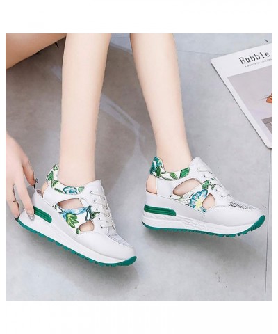 Womens Outdoor Mesh Lace-Up Sports Shoes Runing Breathable Shoes Sneakers 03 Green $20.91 Athletic Shoes