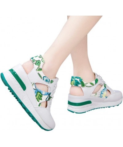 Womens Outdoor Mesh Lace-Up Sports Shoes Runing Breathable Shoes Sneakers 03 Green $20.91 Athletic Shoes