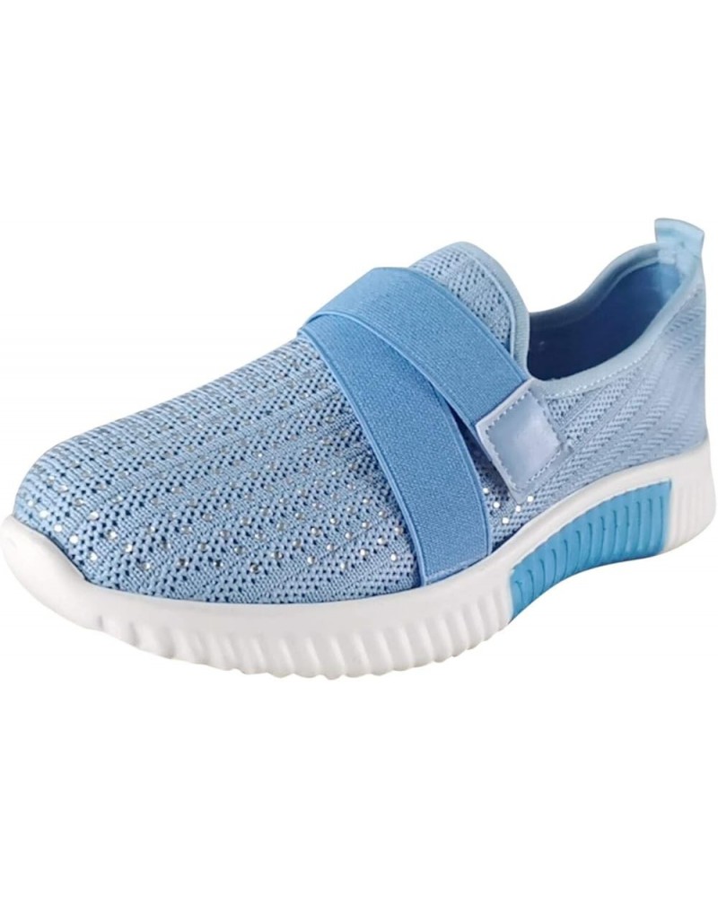 Womens Platform Sneakers Light-Weight Work Shoes Casual Tennis Canvas Slip on Shoes Gym Shoes Classic Slide Sandals Blue $14....