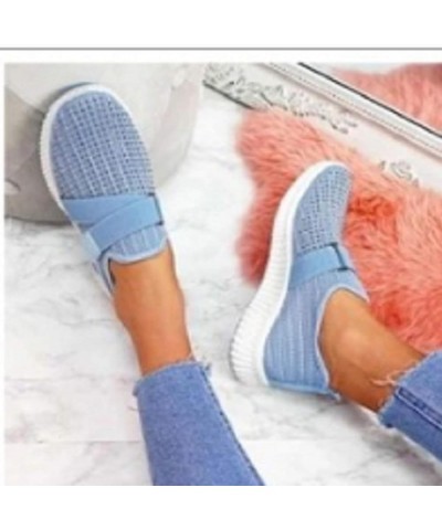 Womens Platform Sneakers Light-Weight Work Shoes Casual Tennis Canvas Slip on Shoes Gym Shoes Classic Slide Sandals Blue $14....