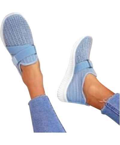 Womens Platform Sneakers Light-Weight Work Shoes Casual Tennis Canvas Slip on Shoes Gym Shoes Classic Slide Sandals Blue $14....