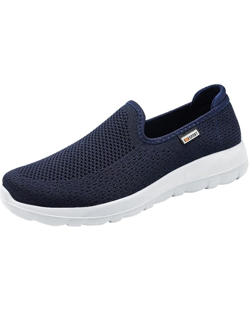 Sneakers for Men Work Shoes for Men Black Running Shoes for Men Leather Shoes for Men Z 05-dark Blue $12.51 Athletic Shoes