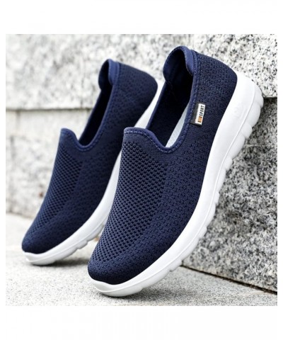 Sneakers for Men Work Shoes for Men Black Running Shoes for Men Leather Shoes for Men Z 05-dark Blue $12.51 Athletic Shoes