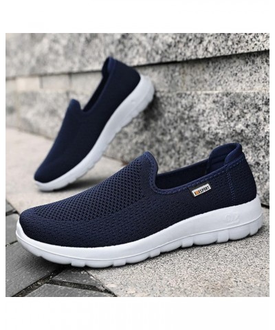 Sneakers for Men Work Shoes for Men Black Running Shoes for Men Leather Shoes for Men Z 05-dark Blue $12.51 Athletic Shoes