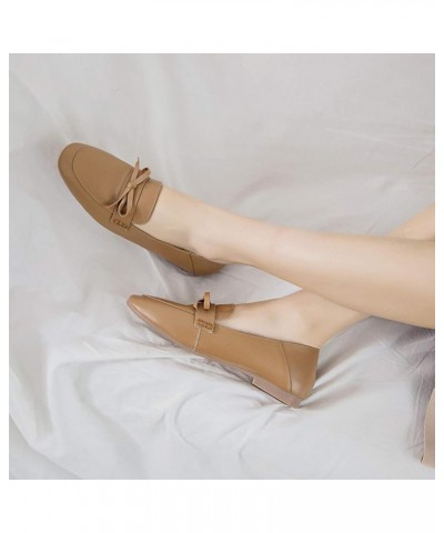 Women's Bow-tie Ballet Shoes Female Fashion Square Toe Flat Pumps Leisure Dress Slip On Loafers Low Heels Shoes Coffee $34.80...