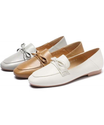 Women's Bow-tie Ballet Shoes Female Fashion Square Toe Flat Pumps Leisure Dress Slip On Loafers Low Heels Shoes Coffee $34.80...