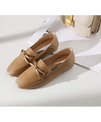 Women's Bow-tie Ballet Shoes Female Fashion Square Toe Flat Pumps Leisure Dress Slip On Loafers Low Heels Shoes Coffee $34.80...