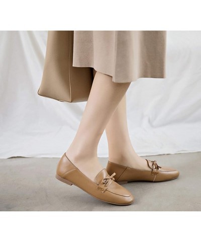 Women's Bow-tie Ballet Shoes Female Fashion Square Toe Flat Pumps Leisure Dress Slip On Loafers Low Heels Shoes Coffee $34.80...