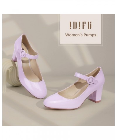 Women's Candy Dress Mary Jane Shoes Low Block Heels Closed Round Toe Office Work Church Wedding Pumps Lilac Patent $21.12 Pumps