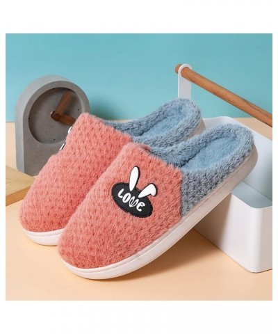 Ladies Low Heel Slippers Women Slippers Home Warm Cotton Slippers Winter Fashion Cute Rabbit Ears Print Warm Shoes Orange $14...