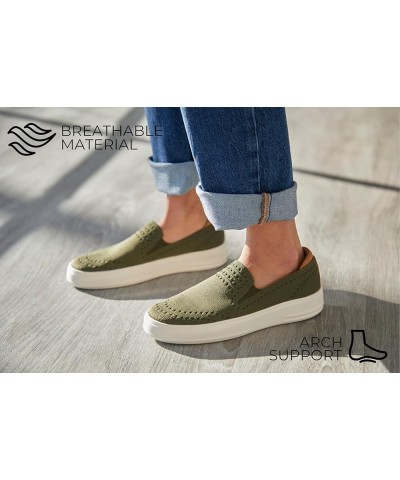 womens Lightweight Comfort Walking Sophie Slip-on Sneaker Olive 2 $27.99 Loafers & Slip-Ons