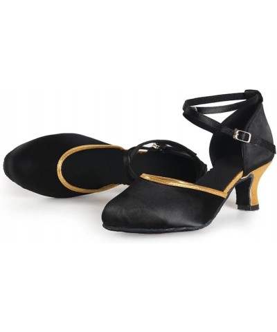 Women Latin Dance Shoes Closed Toe Ballroom Salsa Practice Party Wedding Dancing Shoes,Model WX-MD 2 Inches H Black+gold $16....