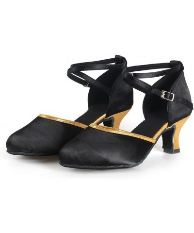 Women Latin Dance Shoes Closed Toe Ballroom Salsa Practice Party Wedding Dancing Shoes,Model WX-MD 2 Inches H Black+gold $16....