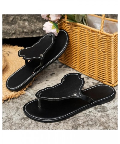 2024 Womens Thong Flat Sandals Flip Flops Beach Wedding Summer Casual Slip on Comfortable Slide Sandals Black $14.79 Athletic...