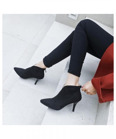 Womens Pointed Toe Party Wedding Stiletto Heels Ankle Boots Black 2 $25.32 Boots