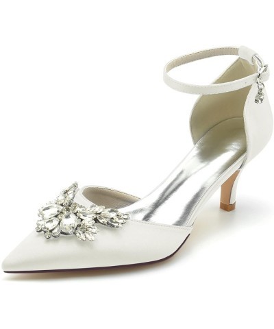 Women's Kitten Heel Wedding Shoes Closed Pointed Toe Crystal Bridal Shoes Ankle Straps Prom Evening Dress Pumps Ivory $36.49 ...