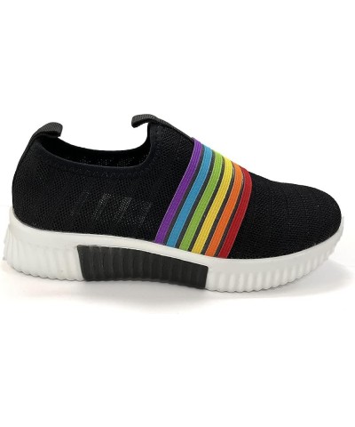 Sandals Women Black Rainbow Striped Walking Slip on Sport Shoes Autumn Breathable Cute Dressy Comfortable Sandal Multicolor $...