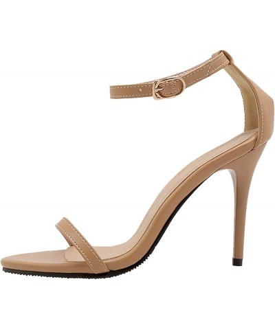 Women Sexy Ankle Strap Sandals with Stiletto Heel Apricot-3 $18.19 Sandals