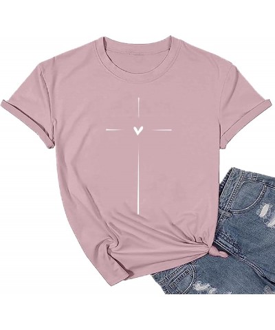 Women Causal Letter Printed T Shirt Graphic Short Sleeve T Shirt Womens Loose Athletic Tees Pink $10.35 Sandals