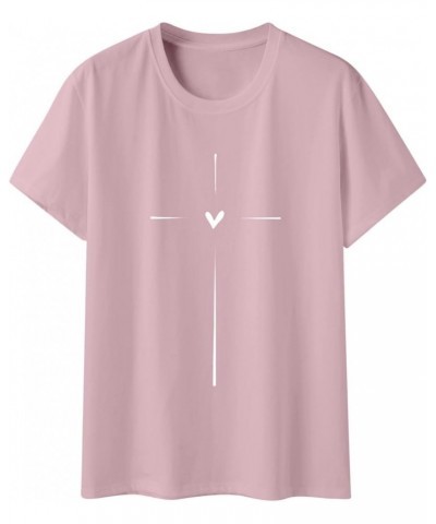 Women Causal Letter Printed T Shirt Graphic Short Sleeve T Shirt Womens Loose Athletic Tees Pink $10.35 Sandals