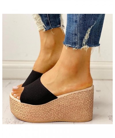 Black Sandals Women Wedge Fit Sandals Slippers Classic Ladies For Women Shoes Toe Wedges Causal Womens Thong Slippers Black $...