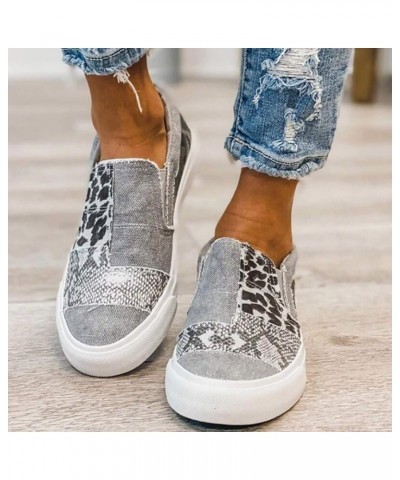 Spring Business Casual Womens Shoes Flat Canvas Fashion Shoes Color Large Overshoes Casual Size Blocking Grey $11.36 Flats