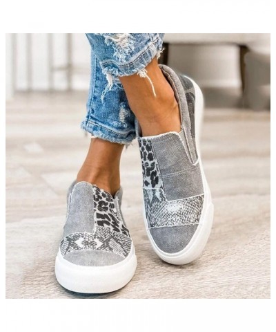 Spring Business Casual Womens Shoes Flat Canvas Fashion Shoes Color Large Overshoes Casual Size Blocking Grey $11.36 Flats