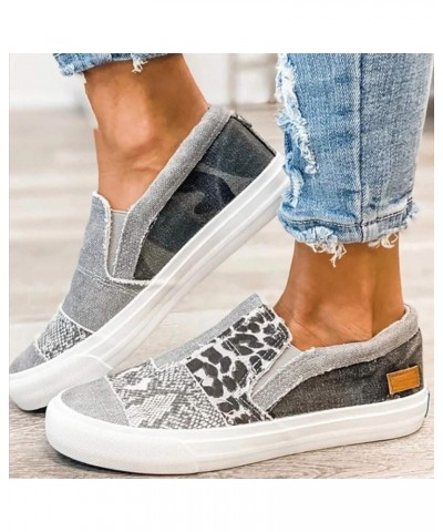 Spring Business Casual Womens Shoes Flat Canvas Fashion Shoes Color Large Overshoes Casual Size Blocking Grey $11.36 Flats