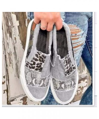 Spring Business Casual Womens Shoes Flat Canvas Fashion Shoes Color Large Overshoes Casual Size Blocking Grey $11.36 Flats